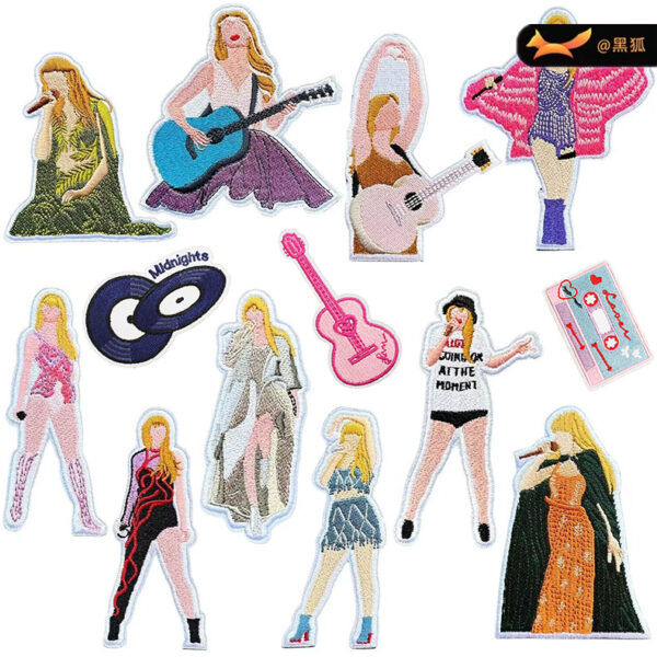 Embroidery Cloth Sticker Bag Decorative Patches Sticker Guitar Music Embroidery Patches Heat Transfer