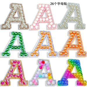 4.5cm pearl letter cloth sticker A-Z 26 English diamond Patches and multi-styledecorative sticker