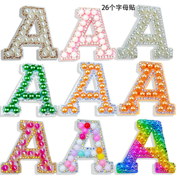 4.5cm pearl letter cloth sticker A-Z 26 English diamond Patches and multi-styledecorative sticker