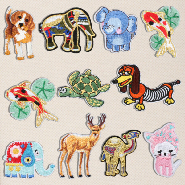 Cartoon elephant camel embroidery cloth sticker kitten dog turtle embroidery clothes and hats accessories ironing Patches sticker