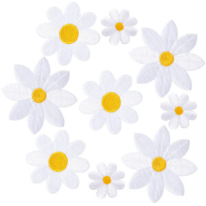 white daisy embroidery Patches sticker clothing decoration handmade DIY white flower embroidery cloth sticker