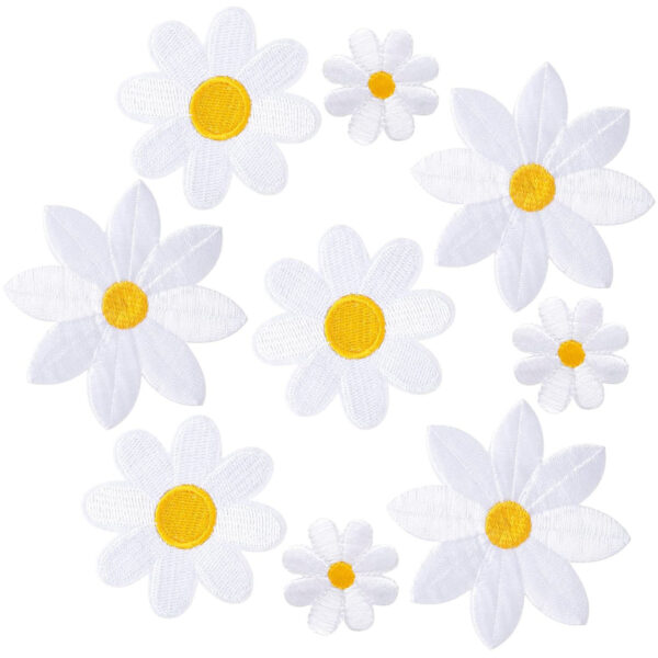 white daisy embroidery Patches sticker clothing decoration handmade DIY white flower embroidery cloth sticker