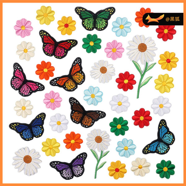 flower embroidery cloth sticker red flower embroidery ironing embroidery label Patches