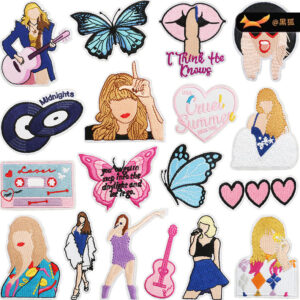 CD Disc Embroidery Cloth Sticker Female Patches Sticker Music Guitar Embroidery Badge Clothing Accessories