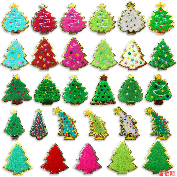 Embroidery Christmas Tree Series Embroidery Patches DIY Clothing Element Patch