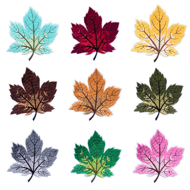 Boutique Maple Leaf Embroidery Cloth Sticker Clothes Pants Children's Cartoon patches Sticker Personality Badge Embroidery Clothing AccessoriesEmbroidered Iron on Patches for Clothes, Dress, Hat, Jeans, DIY Accessories Patches for Caps Backpacks Vest Harness -JY