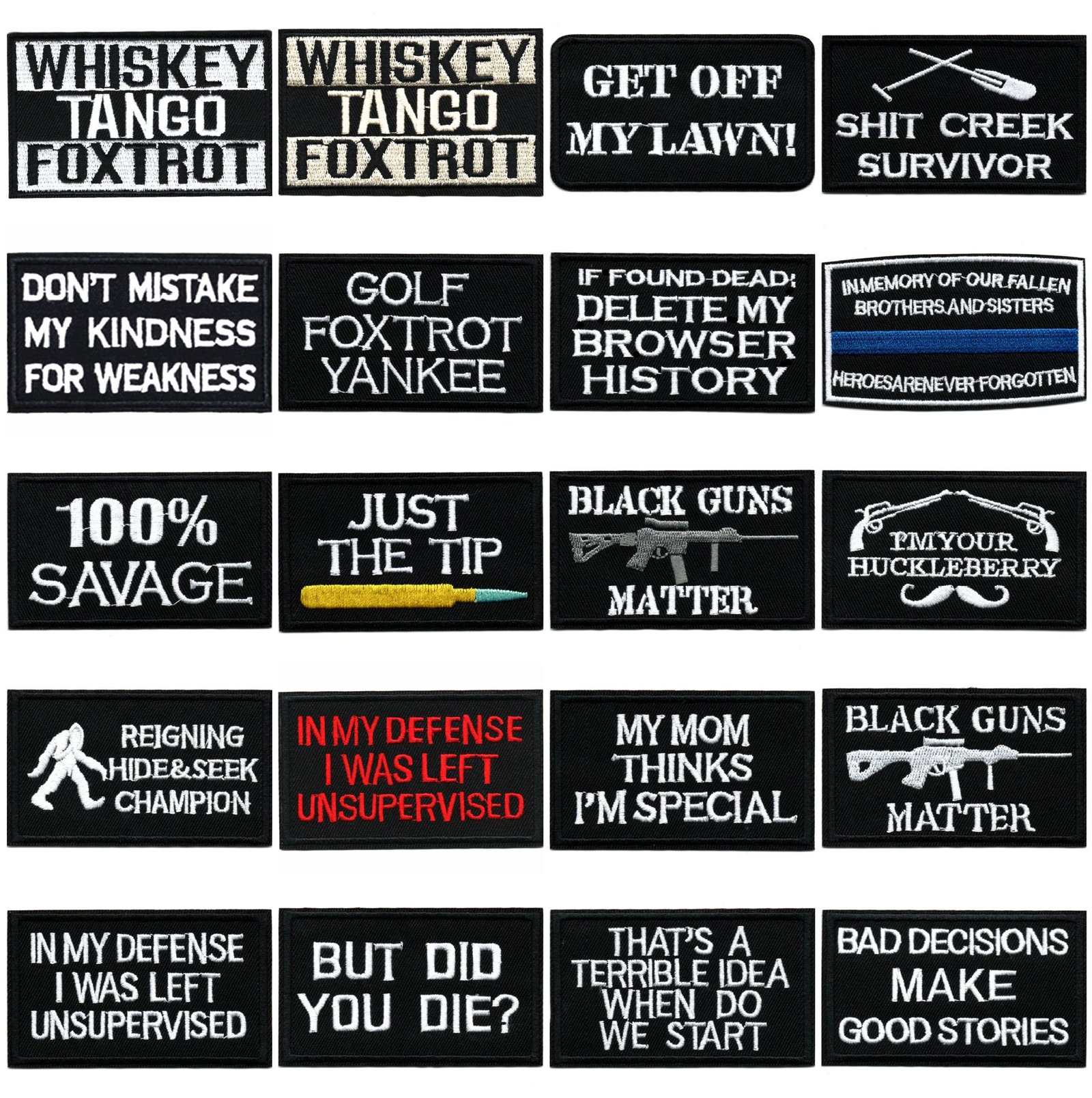 badge patch embroidery patch cloth sticker embroidery black and white English cloth sticker English letter rectangle