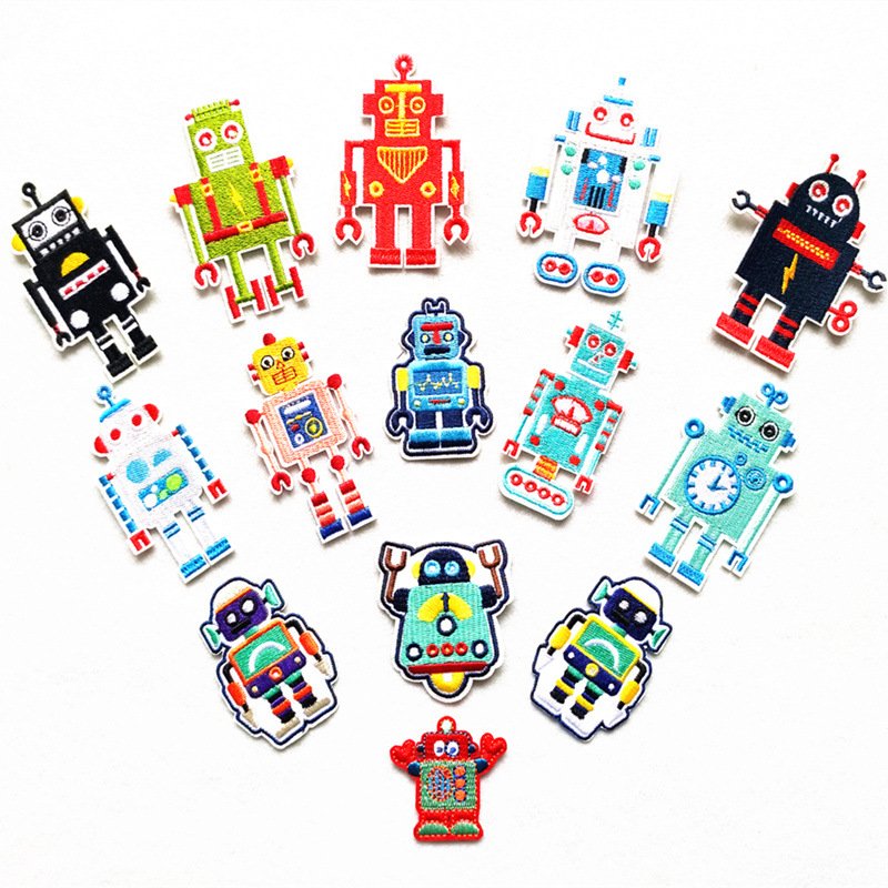 cartoon cloth sticker robot patch sticker embroidery sticker clothes jeans hole repair sticker