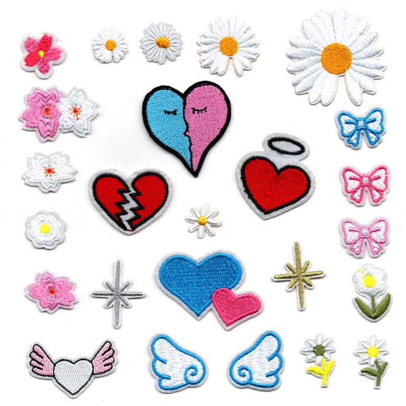 cute flower hairpin decorative cloth sticker self-adhesive embroidery stamp butterfly sticker