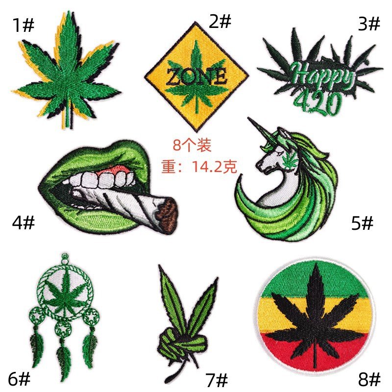 Computer embroidery label green leaf embroidery cloth sticker cartoon iron on patches sticker fabric badge clothing accessoriesEmbroidered Iron on Patches for Clothes, Dress, Hat, Jeans, DIY Accessories Patches for Caps Backpacks Vest Harness -JY