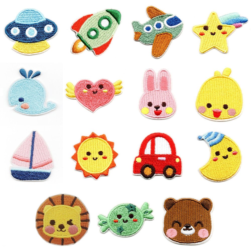 embroidery label cartoon animal patch sticker clothing accessories cloth badge self-adhesive embroidery cloth sticker