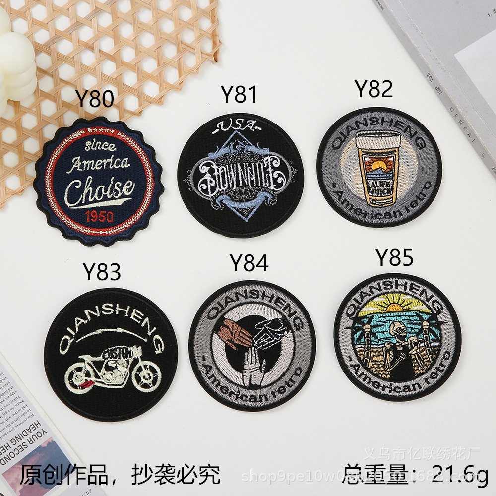 round label cloth sticker American embroidery cloth sticker jacket sweater decorative embroidery label clothing damaged patch sticker