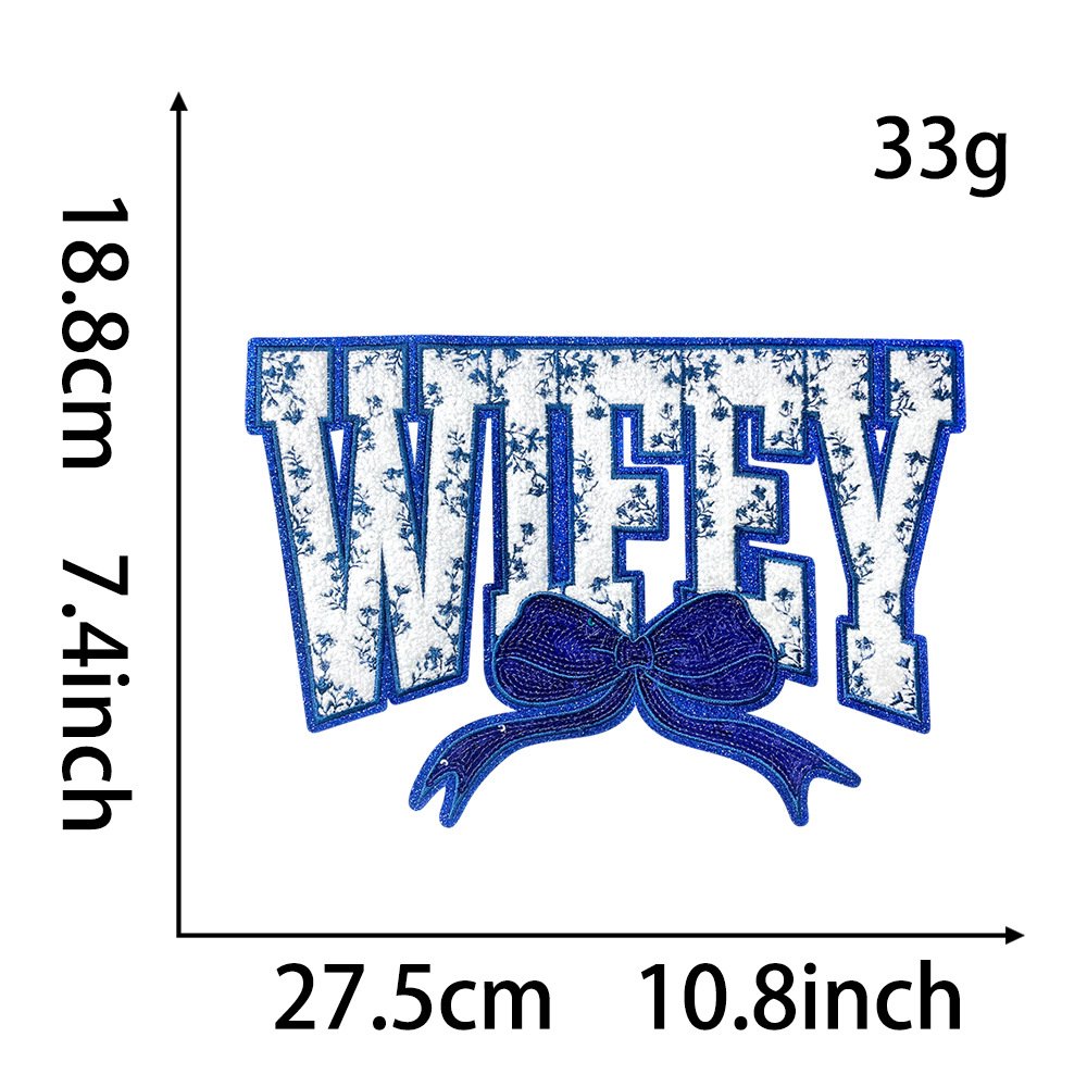 wifey bead Iron on Patches cloth sticker oversized 28cm patch cloth sticker large pattern Iron on Patches cloth sticker Iron on Patches sticker