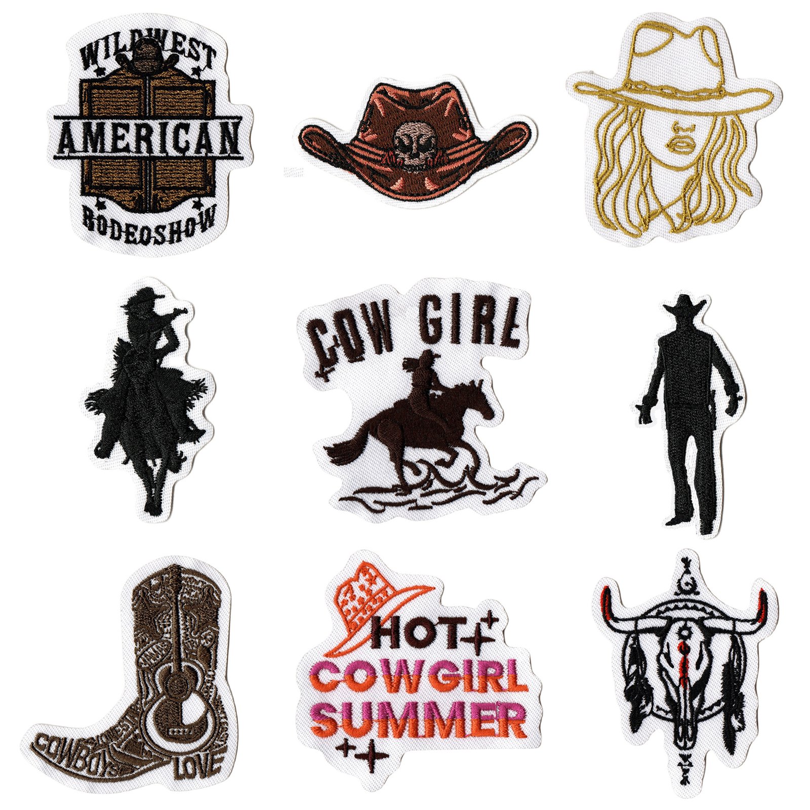 western embroidery cloth sticker jacket decorative patch sticker horse pistol embroidery boy embroidery label