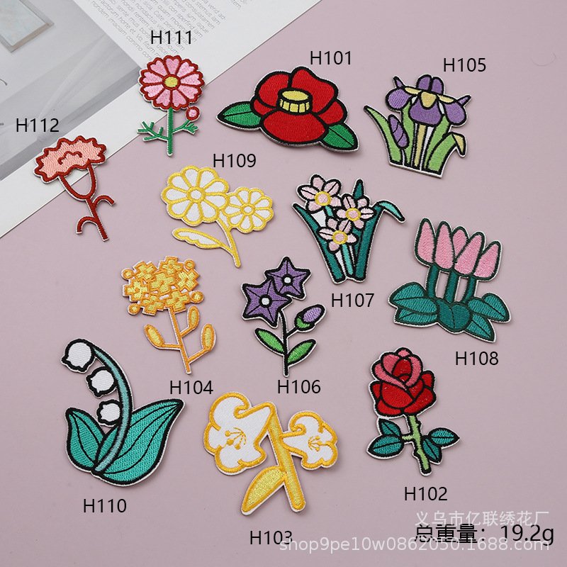 Children's cartoon flower embroidery self-adhesive tape sticker clothes bag hat decoration decal hole filling clothing accessories