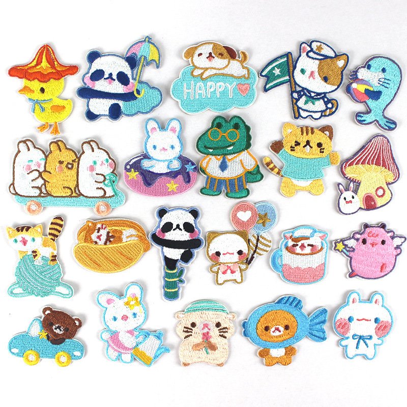 self-adhesive cute cartoon embroidery cloth sticker badge embroidery seal embroidery clothes decorative cloth sticker