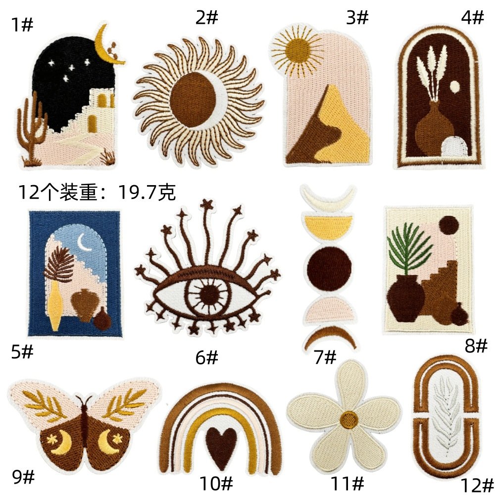 Solid Color Bohemian Series Embroidery Cloth Stickers Spot Wholesale Computer Embroidery Clothing Accessories patchesesEmbroidered Iron on Patches for Clothes, Dress, Hat, Jeans, DIY Accessories Patches for Caps Backpacks Vest Harness -JY