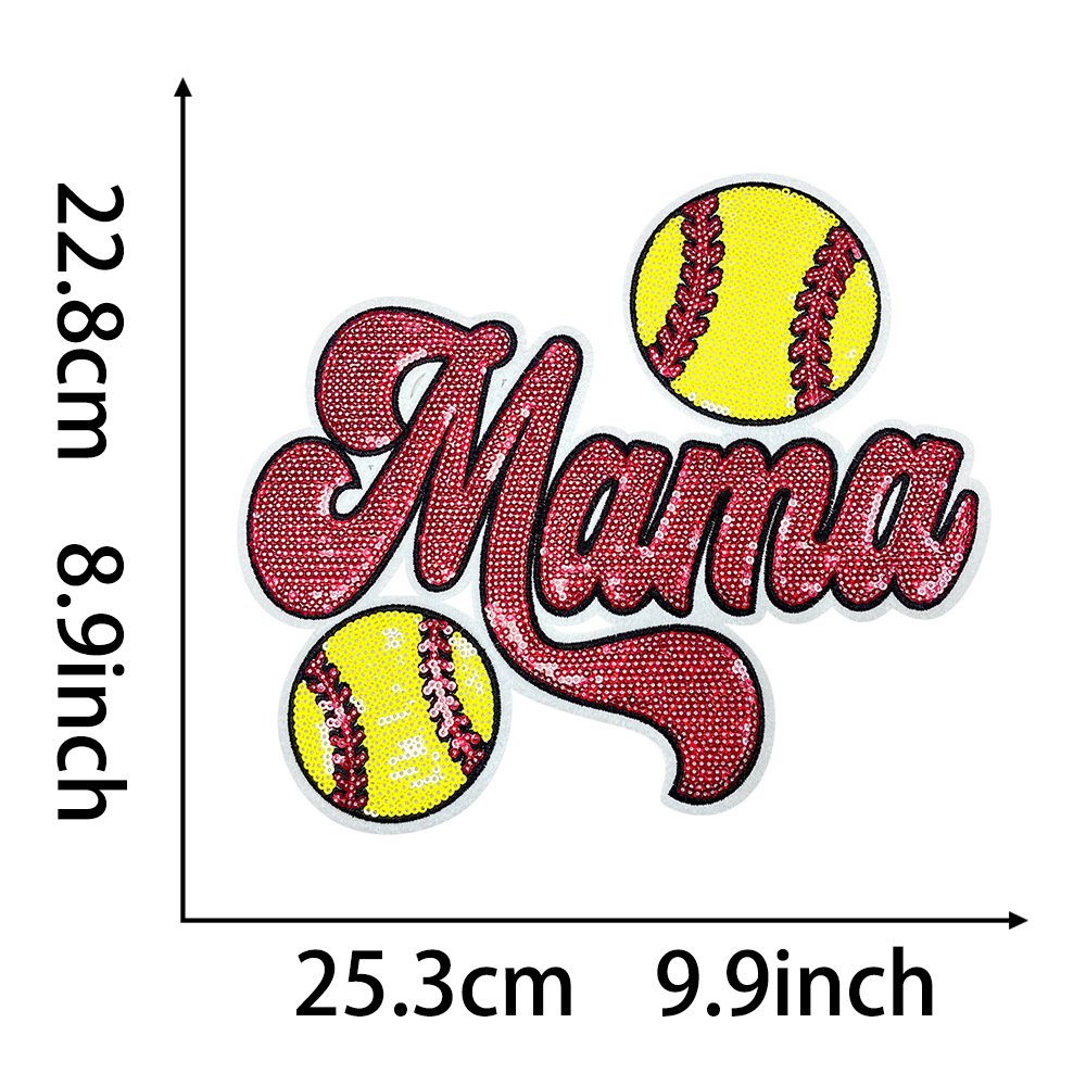 Baseball mama team  rugby Iron on Patches cloth sticker, element Iron on Patches cloth sticker