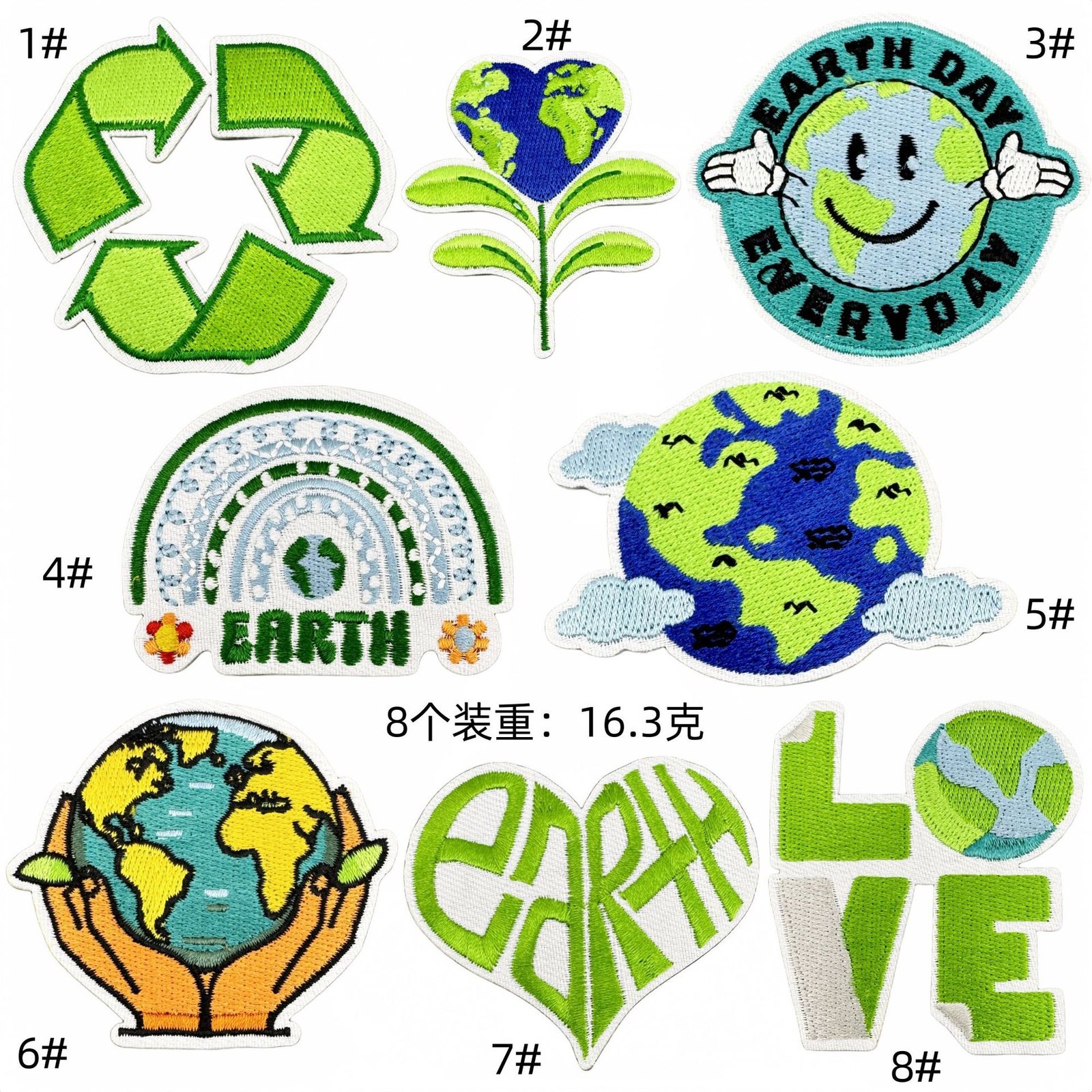 Green environmental protection love pattern embroidery cloth patches embroidery iron on patches clothing accessories spot wholesaleEmbroidered Iron on Patches for Clothes, Dress, Hat, Jeans, DIY Accessories Patches for Caps Backpacks Vest Harness -JY