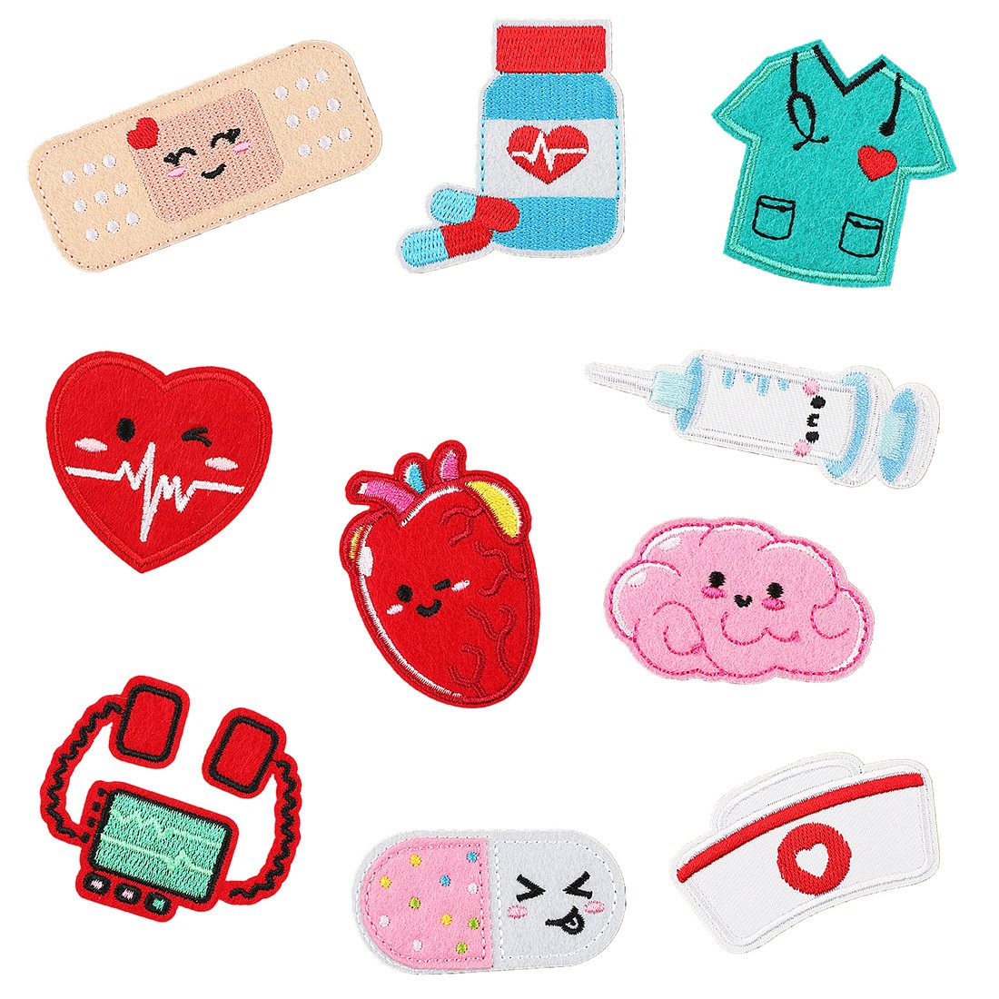 Source Nurse Hat Embroidery Cloth Sticker Medicine Ball Patch Sticker Cartoon Heart Computer Embroidery Band-Aid
