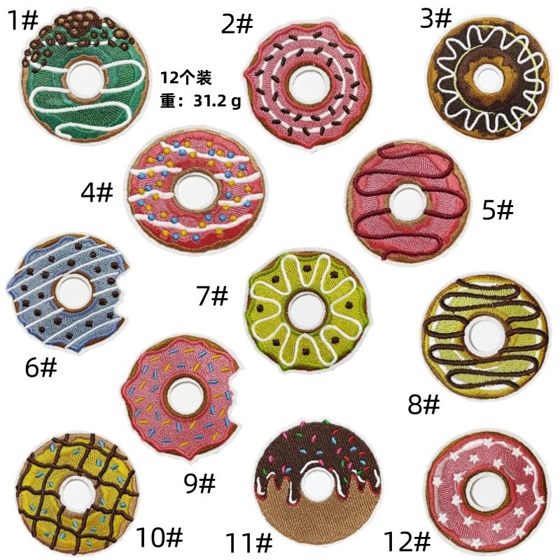 donut embroidery cloth sticker children's clothing discount accessories computer embroidery patches patches embroidery bagelEmbroidered Iron on Patches for Clothes, Dress, Hat, Jeans, DIY Accessories Patches for Caps Backpacks Vest Harness -JY