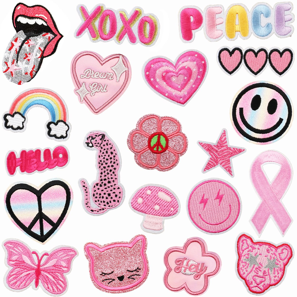 pink theme embroidery cloth sticker LOVE patch sticker love computer embroidery rainbow color butterfly