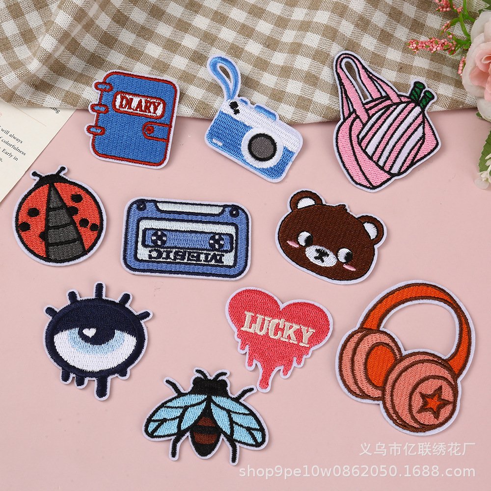 Embroidery cloth stickers, cartoon color pattern embroidery stickers, self-adhesive patch stickers, hand-decorated DIY clothing accessories