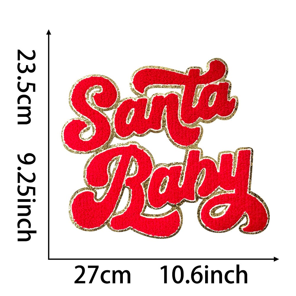 Christmas big cloth gold sticker product spot oversized 28cm towel Iron on Patches patch cloth sticker large pattern baseball smiley face