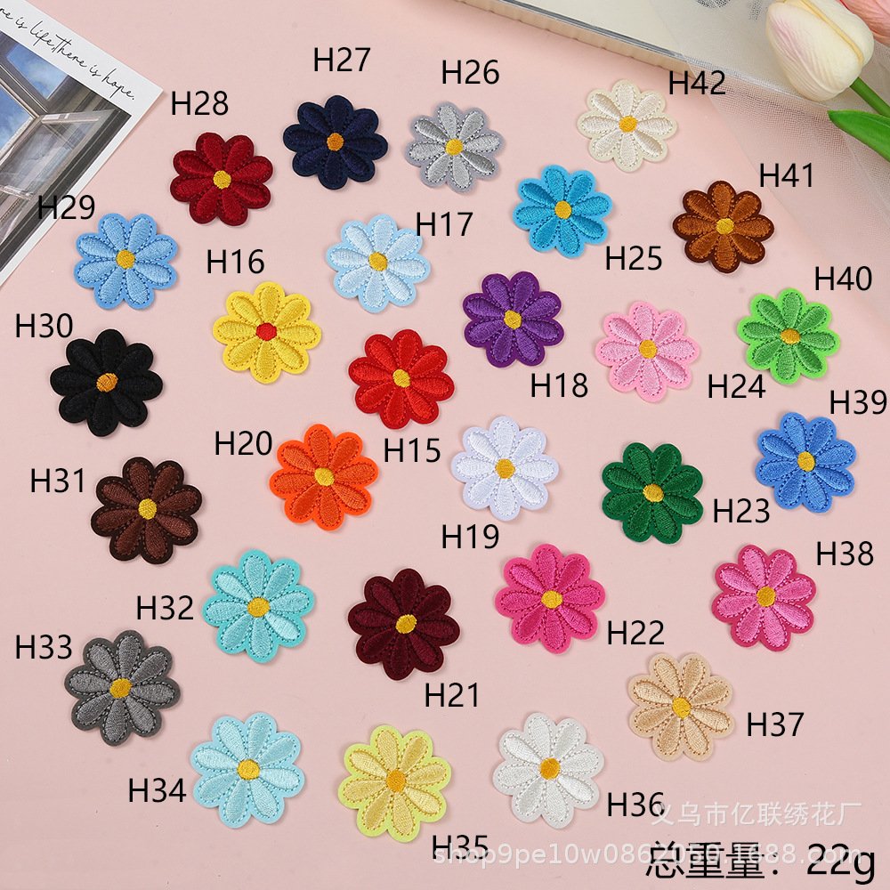 flower cloth sticker colorful small daisy embroidery cloth sticker creative shoe and hat decoration embroidery label clothing decoration cloth sticker
