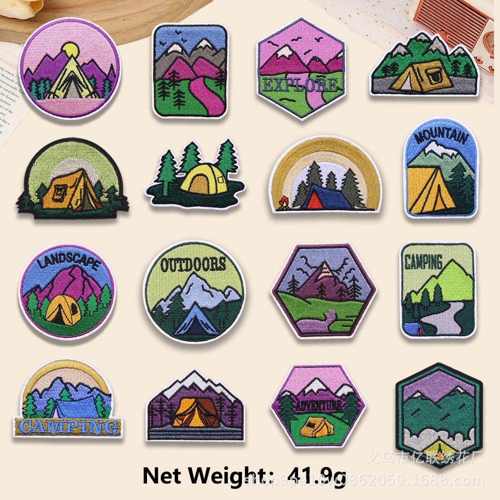 Embroidery cloth stickers, scenic outdoor embroidery clothing, hat bag decoration, DIY embroidery stickers selection