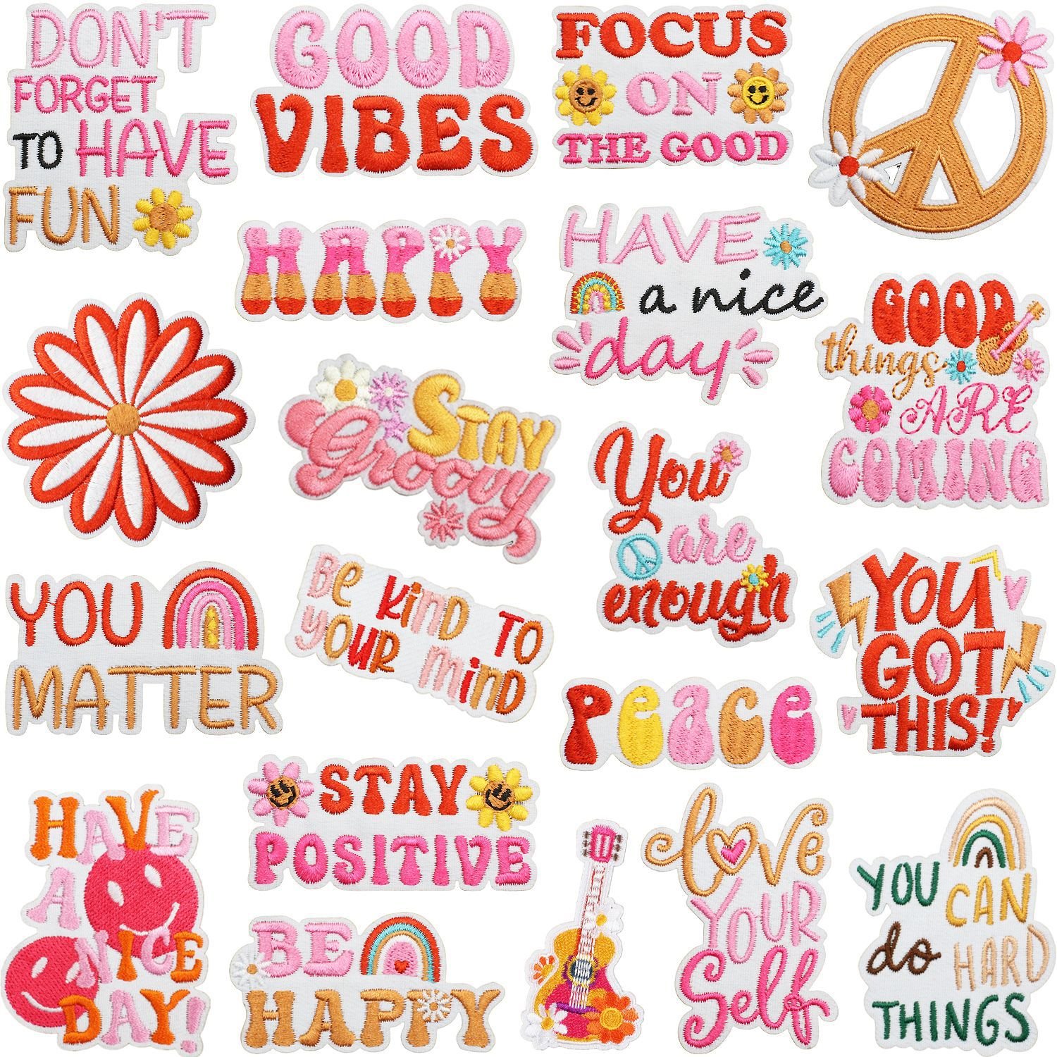 Choose Happy Encouragement Quotes Embroidery Cloth Stickers Clothes Decoration Inspirational Phrases Patch Stickers Believe Yourself Embroidery Labels