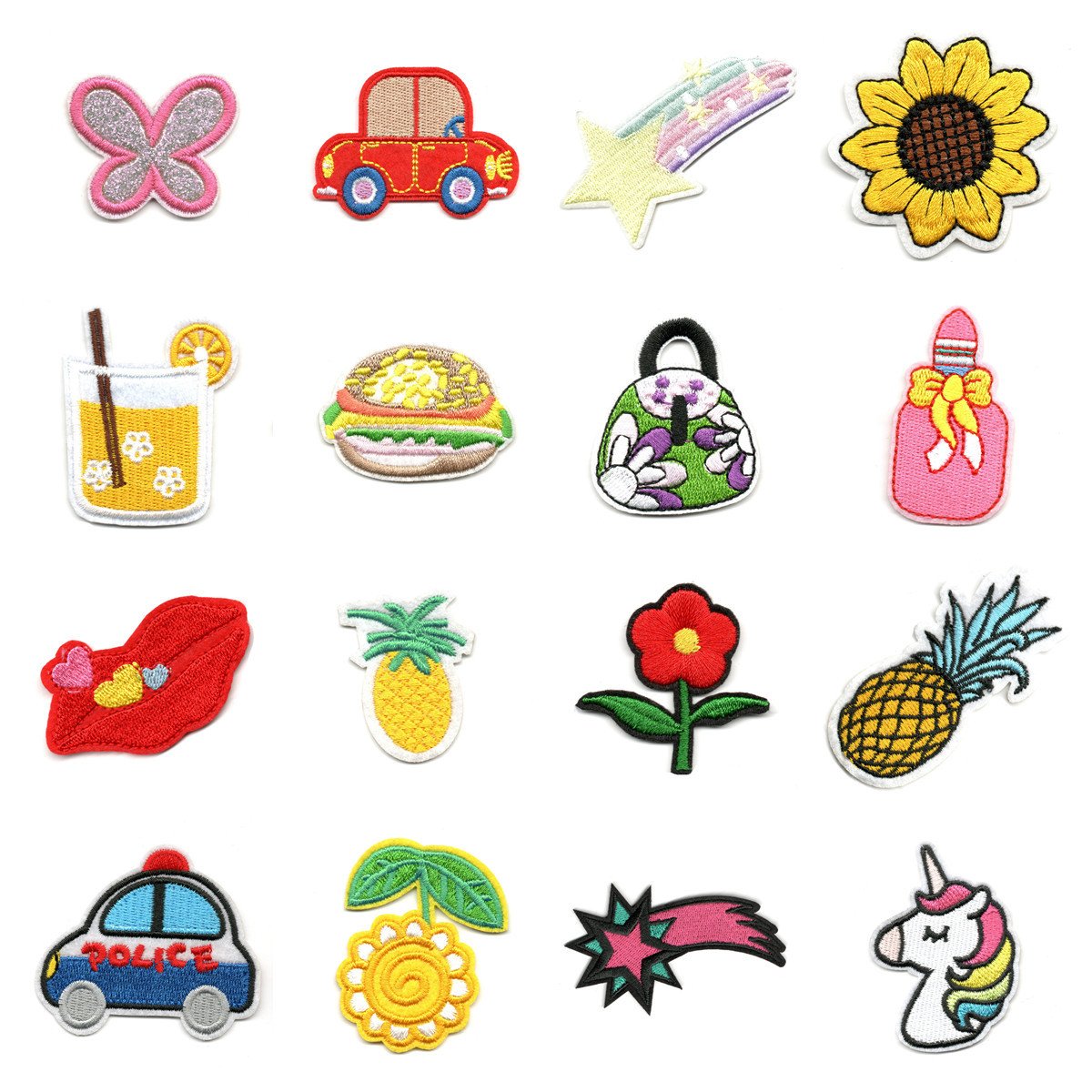 Cartoon flower fruit mixed clothing embroidery cloth sticker embroidery label unicorn animal patch sticker