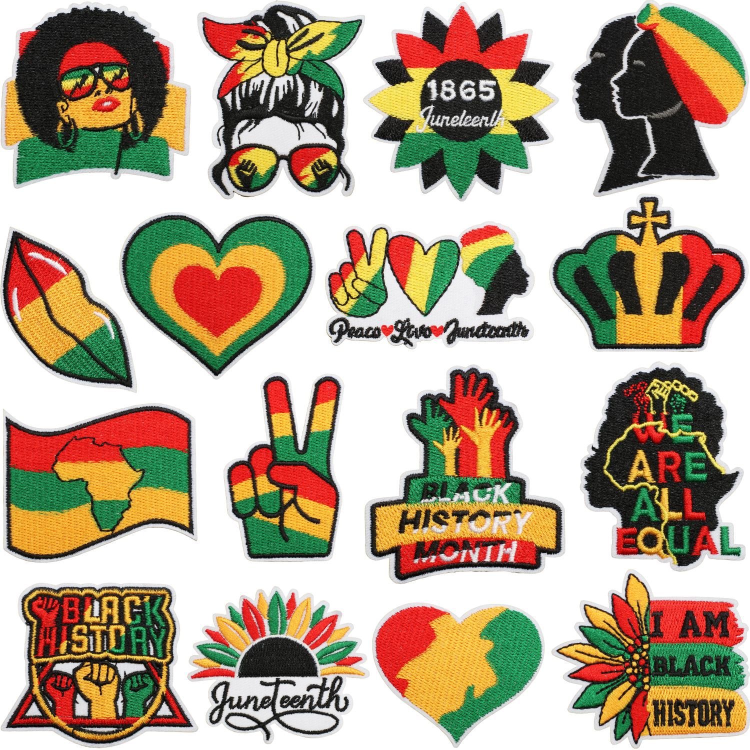 Black Independence Day Theme Embroidery Cloth Sticker Clothes Decoration Mouth Patch Sticker Liberation Patches Heat Transfer
