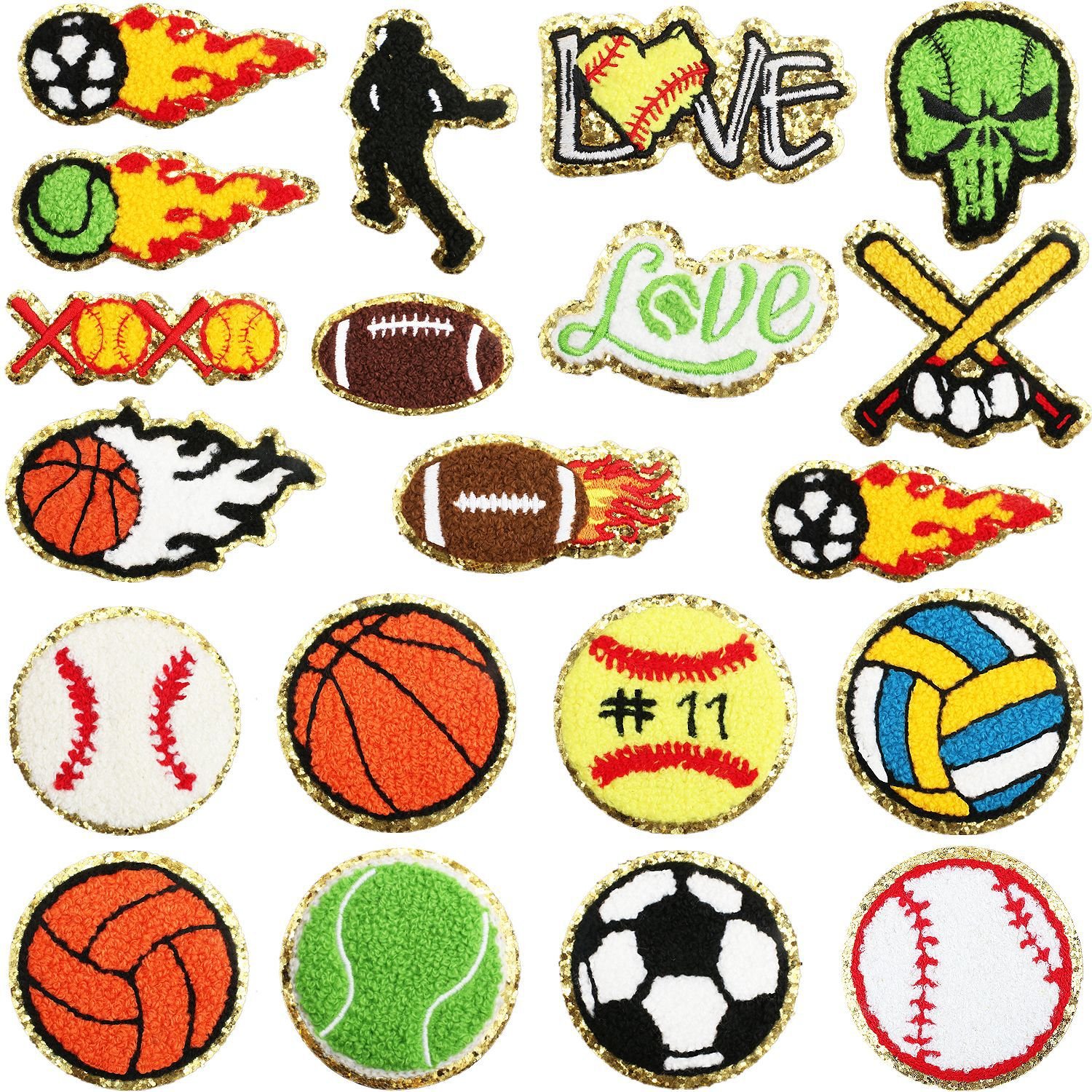 Volleyball towel embroidery patch sticker cartoon football embroidery cloth sticker greet baseball chenille embroidery label