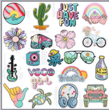 Art Sun Embroidery Cloth Sticker Ice Skates Bag Patch Sticker Cartoon Butterfly Computer Embroidery Sticker Ironing