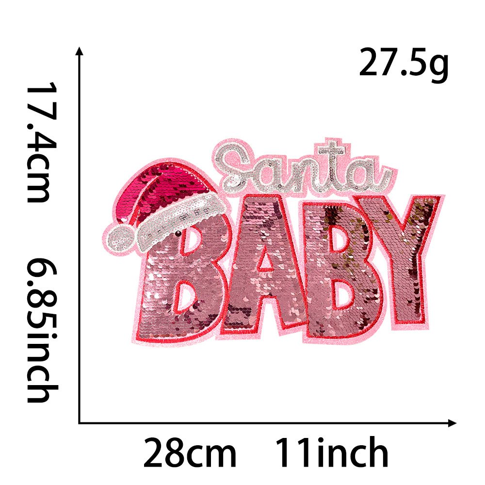 Baby Christmas large cloth gold sticker product spot oversized 28cm bead patch cloth sticker large pattern
