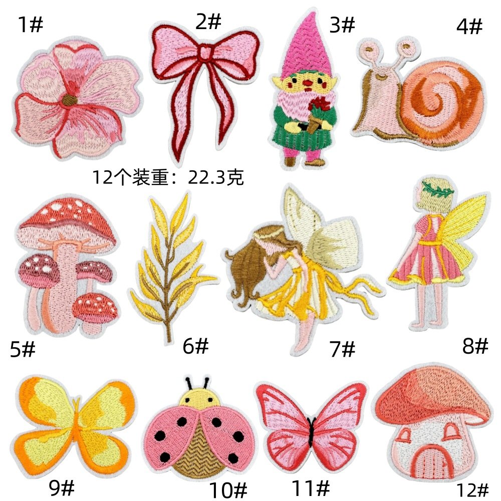 Embroidery Cute Fairy Cartoon Cloth Sticker Spot Wholesale Computer Embroidery Clothing Accessories patches Hot Melt AdhesiveEmbroidered Iron on Patches for Clothes, Dress, Hat, Jeans, DIY Accessories Patches for Caps Backpacks Vest Harness -JY