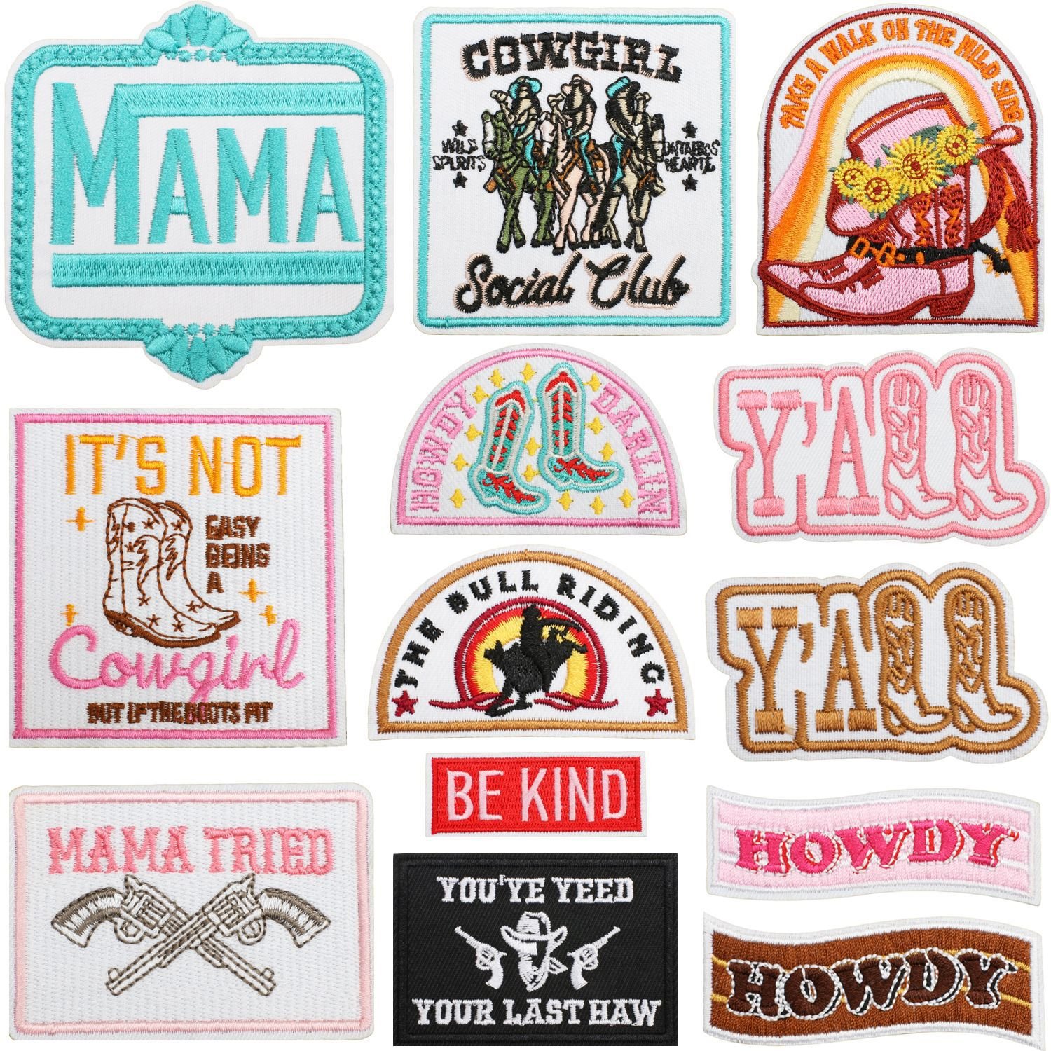 Western denim element embroidery chapter square computer embroidery cloth sticker double gun denim patch patch ironing