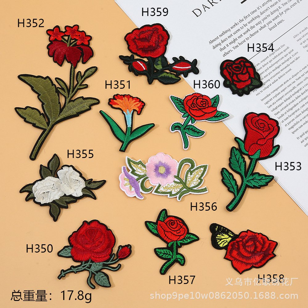 flower cloth sticker rose embroidery sticker clothing accessories luggage shoes decoration hole patch sticker