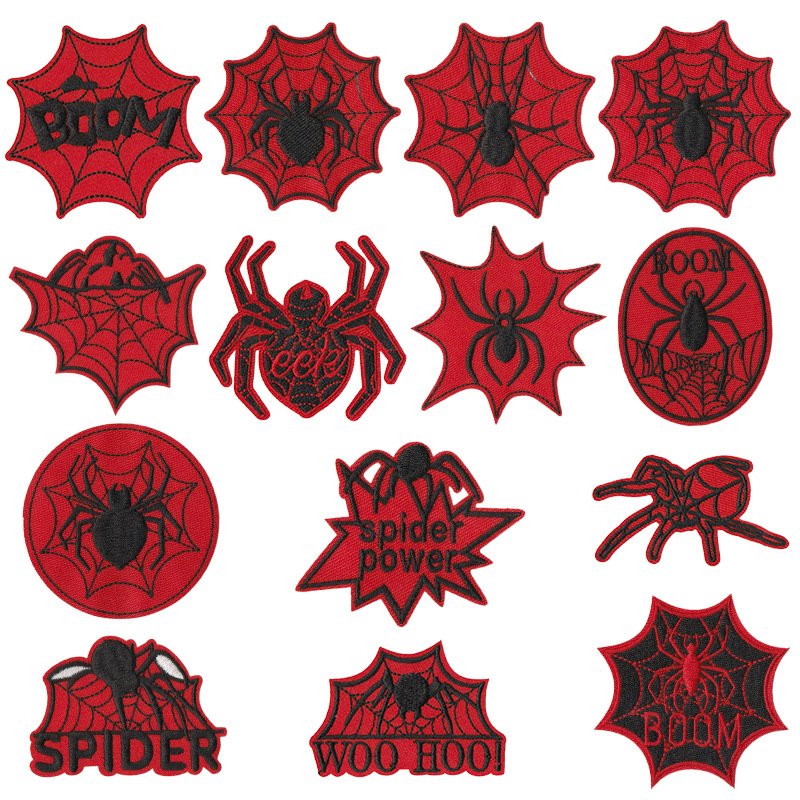 cartoon red spider embroidery cloth sticker decorative alphanumeric patch embroidery clothing accessories