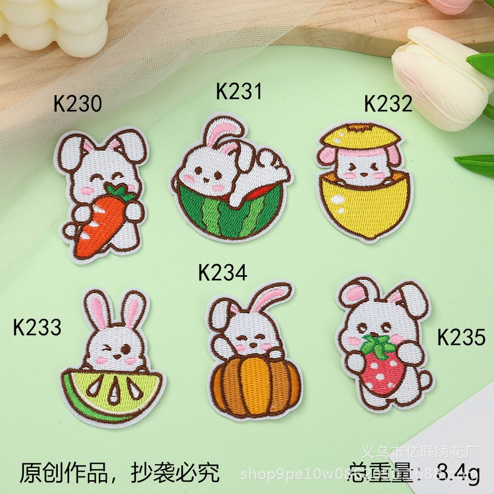 cartoon rabbit cloth sticker cute fruit clothing accessories watermelon carrot decorative embroidery sticker