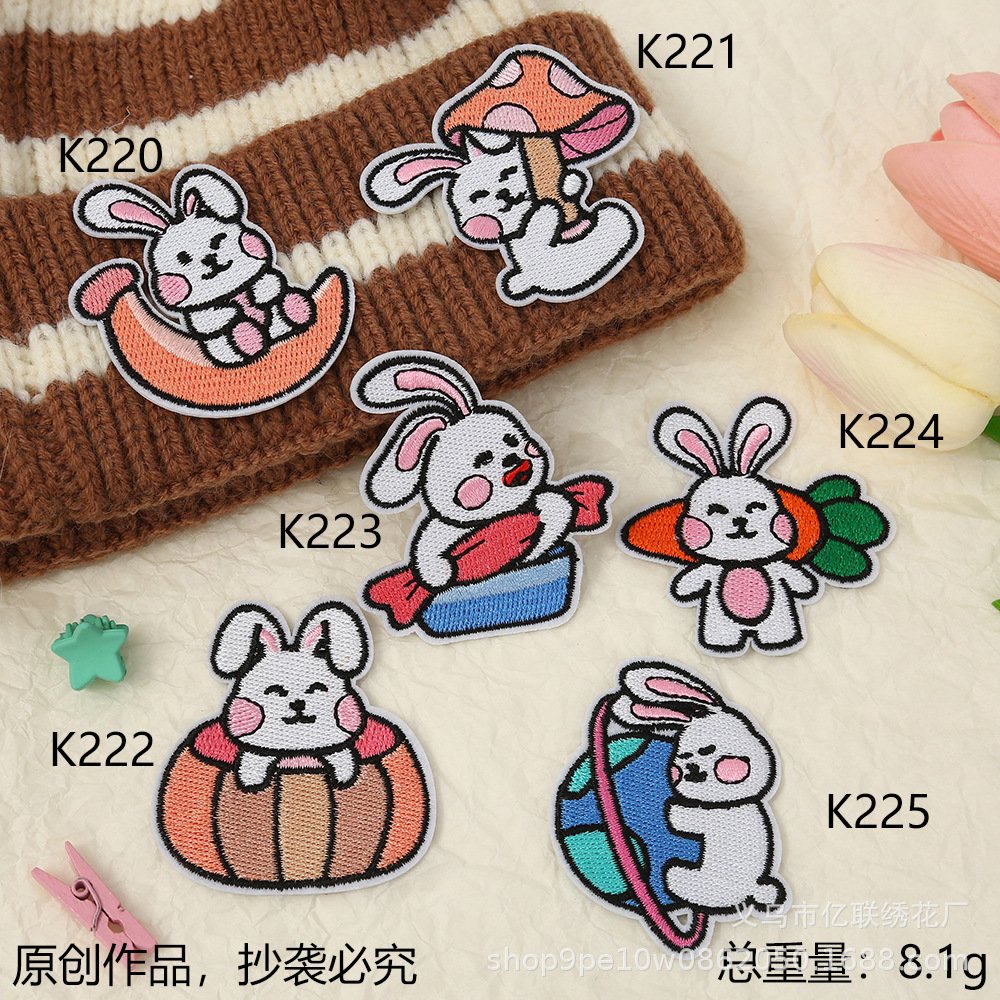 Creative bunny embroidery cloth sticker cartoon animal series embroidery label clothing jacket hole patch
