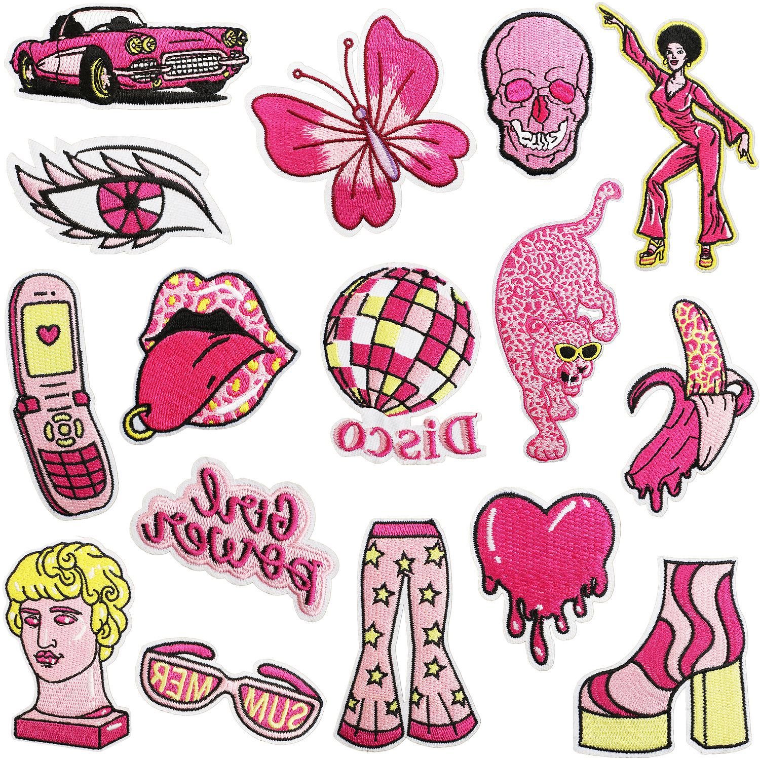 cloth sticker pink girl dancing patch sticker supercar high heels ironing