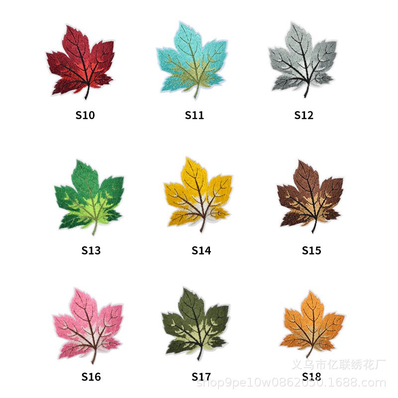 Embroidery cloth sticker, creative maple leaf clothes decorative patch sticker, colored cloth sticker, handmade DIY clothing accessories
