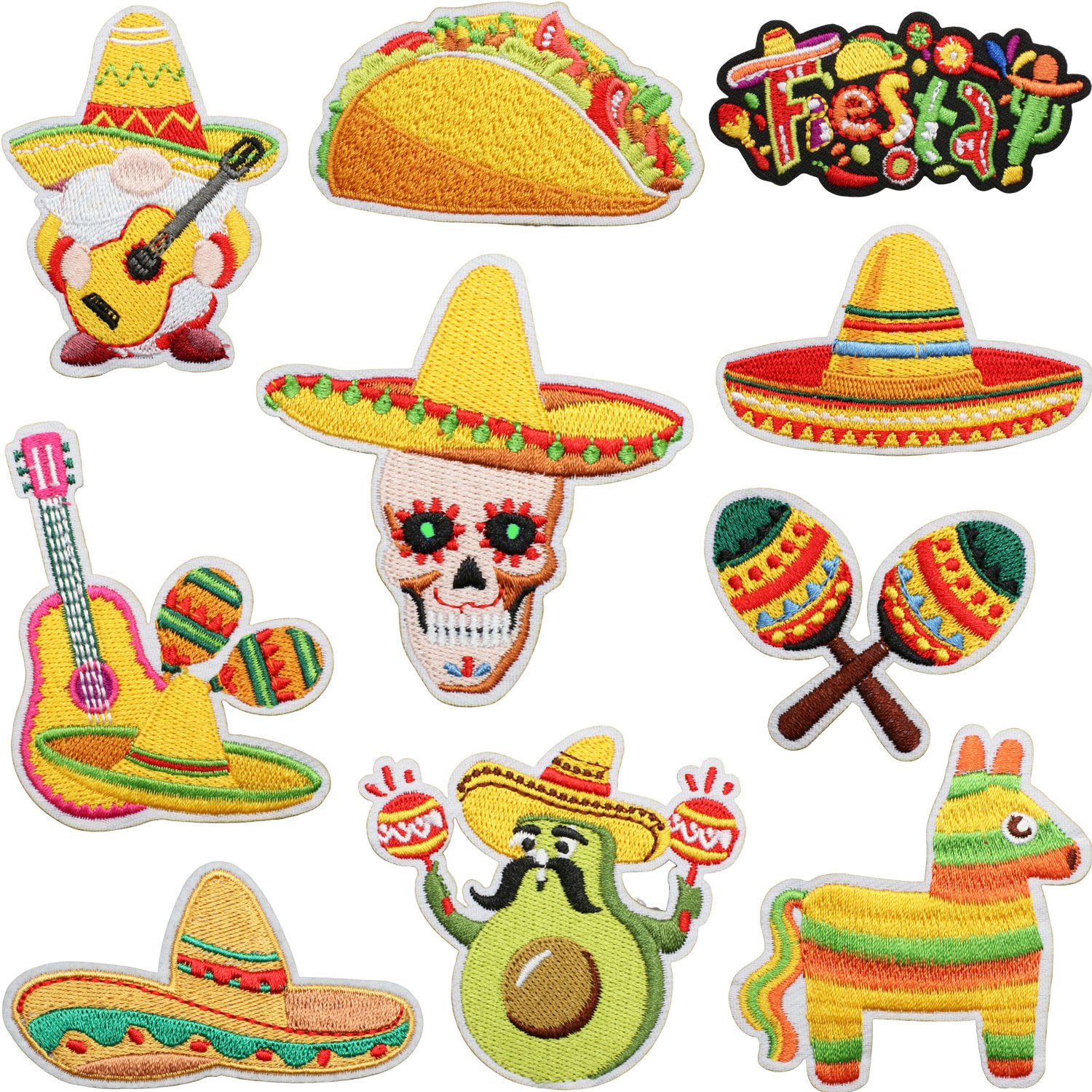 Mexican Festival Party Embroidery Cloth Sticker Food Patch Sticker Orgy Dress Up Cake Embroidery Sock Boy Guitar Ironing