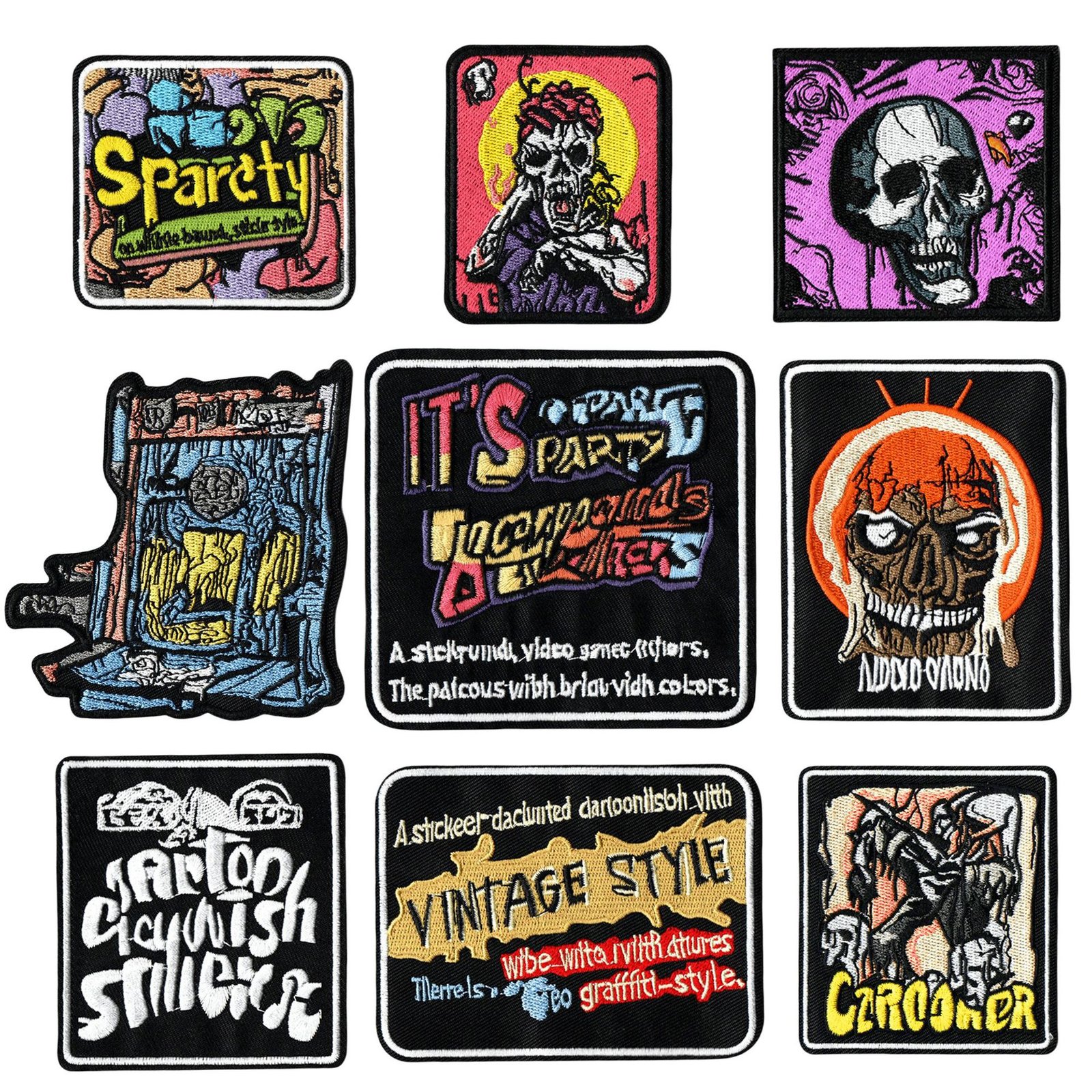 art skull embroidery cloth sticker Sun God boy embroidery label horror skull patch sticker