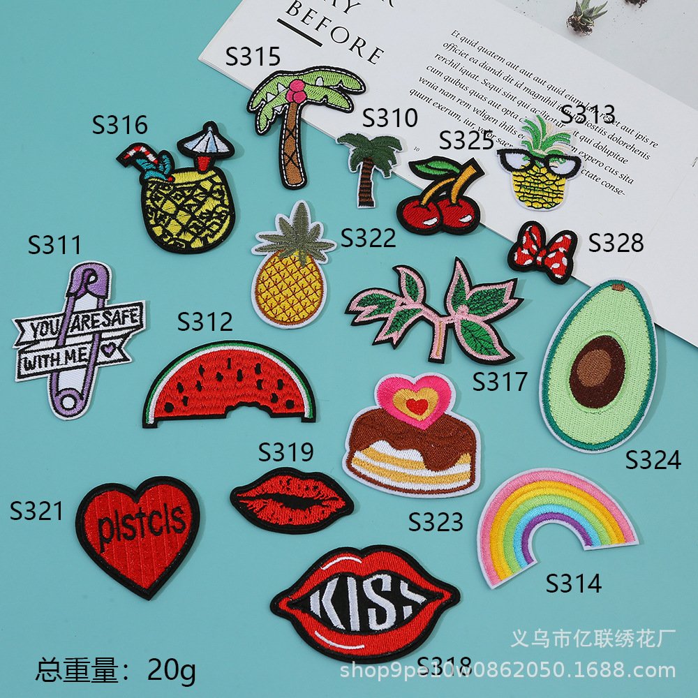 Creative embroidery cloth sticker pattern rainbow watermelon embroidery sticker clothing luggage decorative cloth sticker hole patch sticker