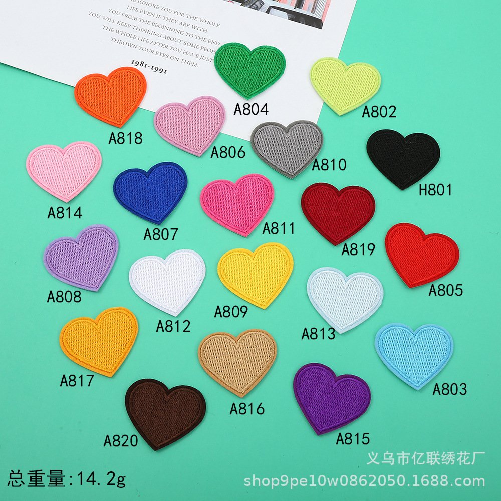 multicolor love cloth sticker hot melt adhesive heart embroidery cloth sticker clothing luggage hole patch sticker