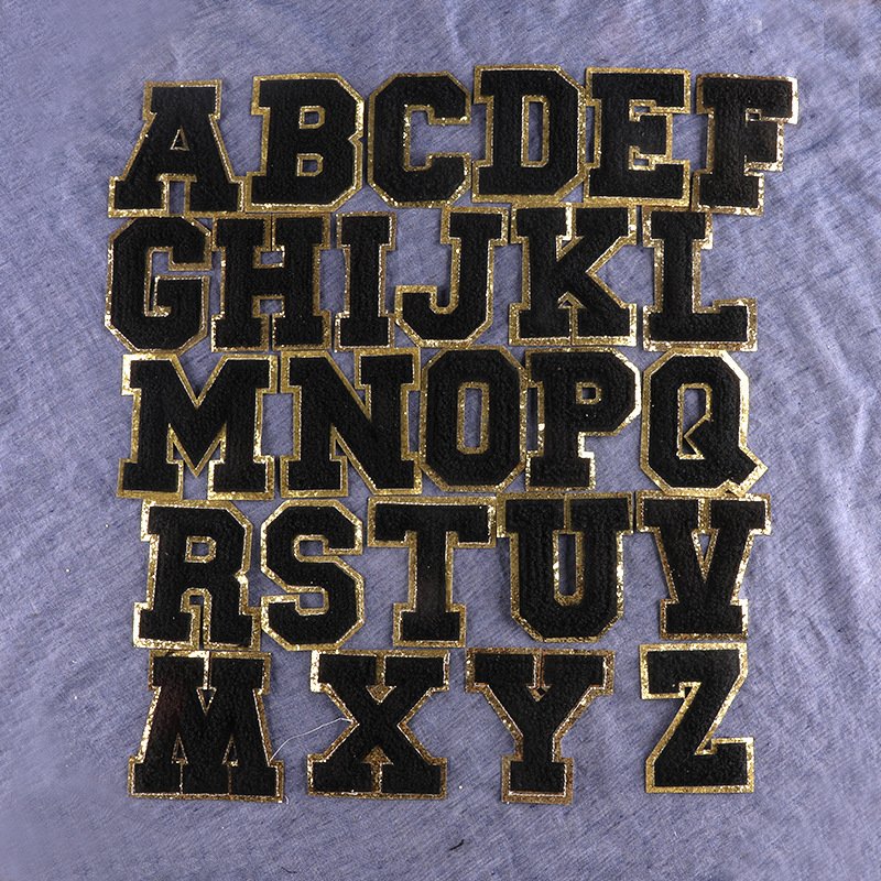 spot 26 pieces black letter Iron on Patches clothing accessories hats bags DIY self-adhesive cloth stickers