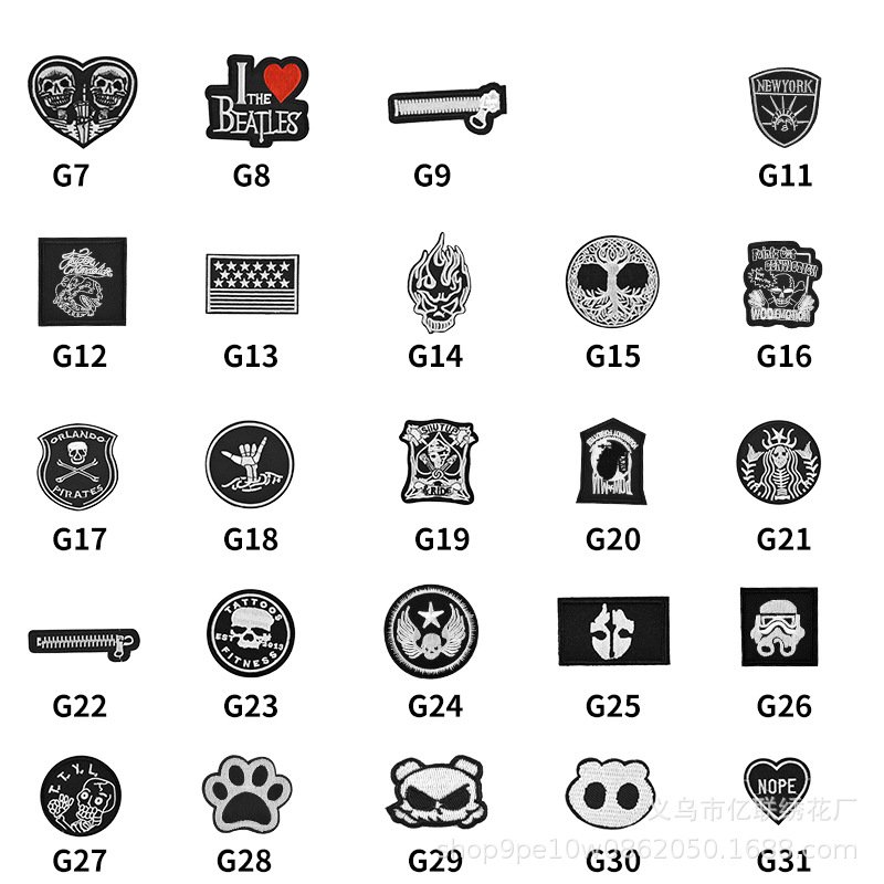 ghost head embroidery cloth sticker, cloth badge, chest badge, shoes and hats, luggage decoration cloth sticker, clothing accessories patch sticker
